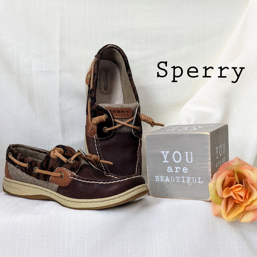 SPERRY Leopard and Tan Boat Shoes